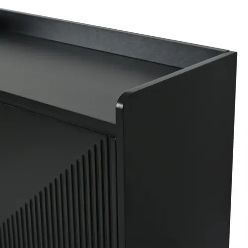 Buffet à Chaussures 70x30x120 Cm Avec 3 Portes Abattantes, 6 Compartiments Réglables, Mdf, Noir