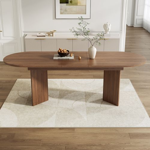 Table Extensible 160/200x90x75 Cm Avec 18 Mm D'épaisseur, Coins Arrondis, En Mdf, Couleur Marron