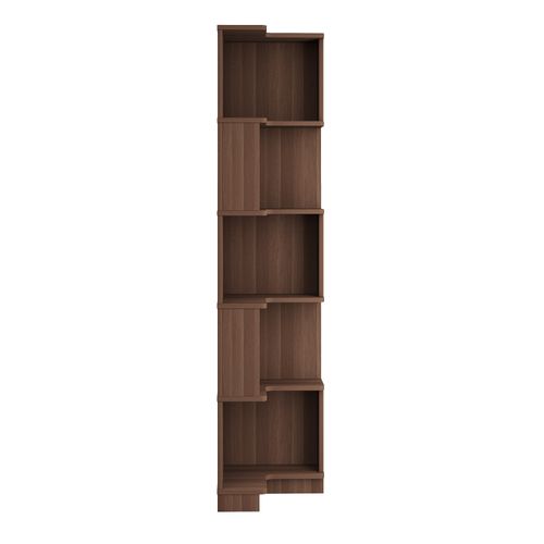 Etagère D'angle L 5 Niveaux 63.5x45x175cm, Avec Bande LED Contrôle App, Marron