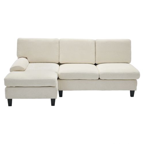 Canapé Modulable 3 Places 194x118x81 Cm, Canapé D'angle Avec Pouf Amobile, Tissu, Beige
