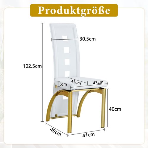 Lot De 2 Chaises De Salle à Manger Blanches Avec Motif De Trous, Piètement Doré, Hauteur 102,5 Cm