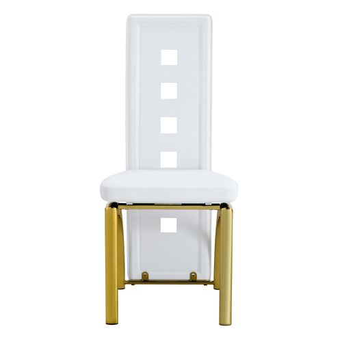 Lot De 2 Chaises De Salle à Manger Blanches Avec Motif De Trous, Piètement Doré, Hauteur 102,5 Cm