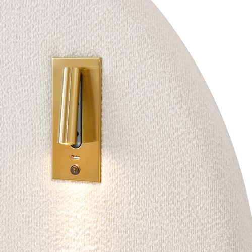 Lit Coffre Adulte 180x200 Cm Avec Rangement , Lit Double Avec USB Et 2 Lampes, Tissu, Blanc