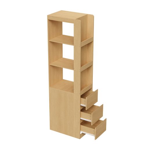 Bibliothèque 60x40x200 Cm Avec 3 Tiroirs, 3 Étagères Ouvertes, Anti-basculement, Couleur Chêne