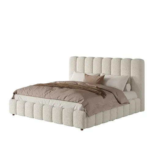 Lit Coffre Adulte 180x200 Cm, Lit Double Avec Tête De Lit Et Rangement, Tissu, Beige