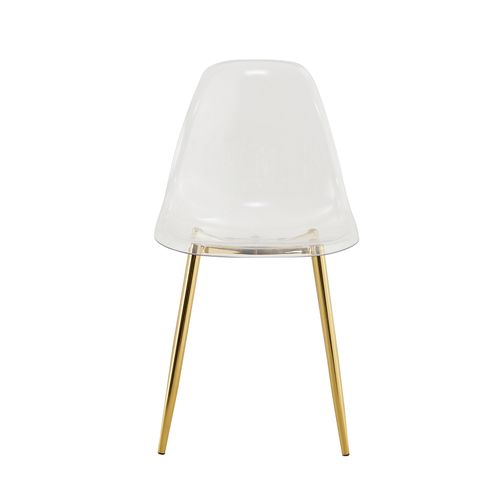 Lot De 4 Chaises En Plastique Transparentes, Pieds Métalliques Dorés, Stables Et Antidérapantes