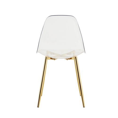 Lot De 4 Chaises En Plastique Transparentes, Pieds Métalliques Dorés, Stables Et Antidérapantes