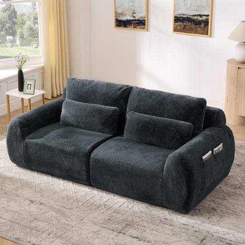 Canapé 2 Places, Canapé Compressé 208x101x81 Cm Avec Port USB Et Poche Latérale, Gris