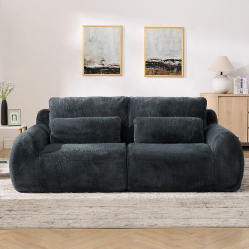 Canapé 2 Places, Canapé Compressé 208x101x81 Cm Avec Port USB Et Poche Latérale, Gris