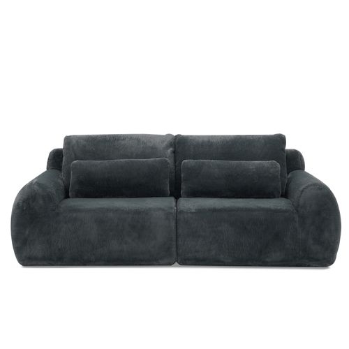 Canapé 2 Places, Canapé Compressé 208x101x81 Cm Avec Port USB Et Poche Latérale, Gris