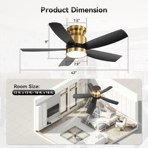 Ventilateur 106,68 Cm Avec LED, Moteur Dc, Fonction Mémoire, Minuterie (1/4/8h), Abs, Noir