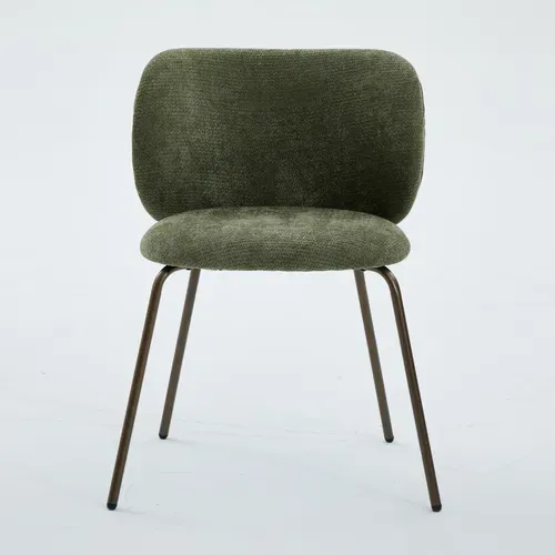 Lot De 2 Chaises De Salle à Manger Avec Soutien Lombaire, Pieds Bronze, En Chenille, Vert