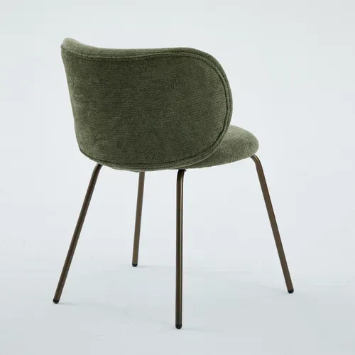 Lot De 2 Chaises De Salle à Manger Avec Soutien Lombaire, Pieds Bronze, En Chenille, Vert