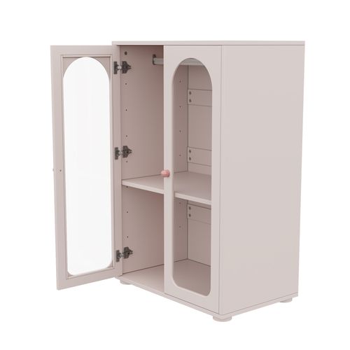 Armoire Pour Enfants 2 Portes 80x50x120cm, Avec Cintre, Porte En Acrylique Transparent, Rose Bébé