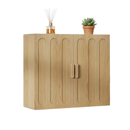 Armoire Murale Salle De Bain 60x20x52 Cm 2 Portes, étagères Réglables, En Mdf, Chêne