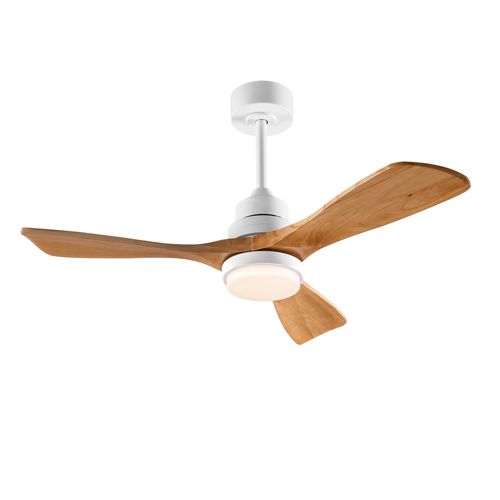 Ventilateur De Plafond Lumineux 42 Pouces, Pales Bois Massif, Moteur Dc Réversible, 6 Vitesses,bois