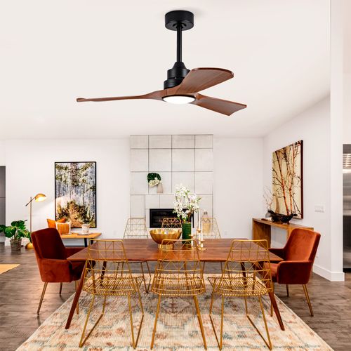 Ventilateur De Plafond Lumineux 42 Pouces, Pales Abs, Moteur Dc Réversible, Dimmable, Noyer Foncé