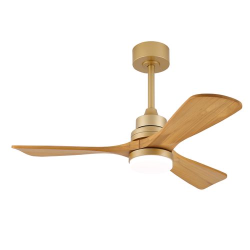 Ventilateur De Plafond Lumineux 42 Pouces, Pales Bois Massif, Moteur Dc Réversible,6 Vitesses,chêne