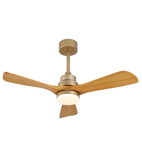 Ventilateur De Plafond Lumineux 42 Pouces, Pales Bois Massif, Moteur Dc Réversible,6 Vitesses,chêne