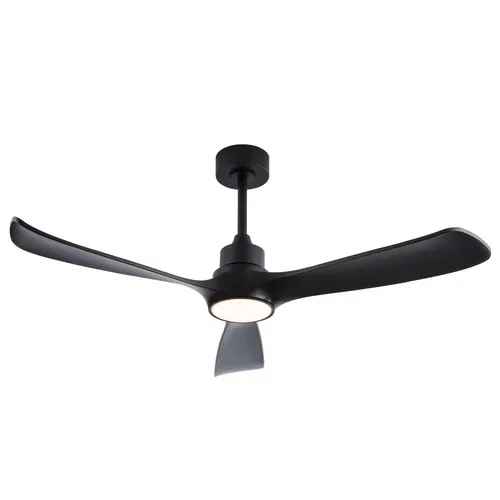 Ventilateur De Plafond Lumineux 52 Pouces, 3 Pales Abs, Moteur Dc Réversible 6 Vitesses, Noir