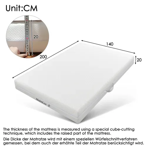 Ensemble Lit 140x200 Et Matelas Mousse, Tête De Lit Avec Chargement USB+type-c, 4 Tiroirs, Lin,gris