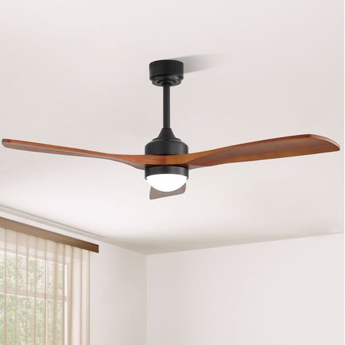 Ventilateur De Plafond 52 Pouces Avec LED Dimmable, Fonction Mémoire, En Bois Massif, Noir