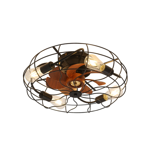Ventilateur De Plafond 20 Pouces Noir Avec Lumière, Télécommande Et Moteur Dc Réversible