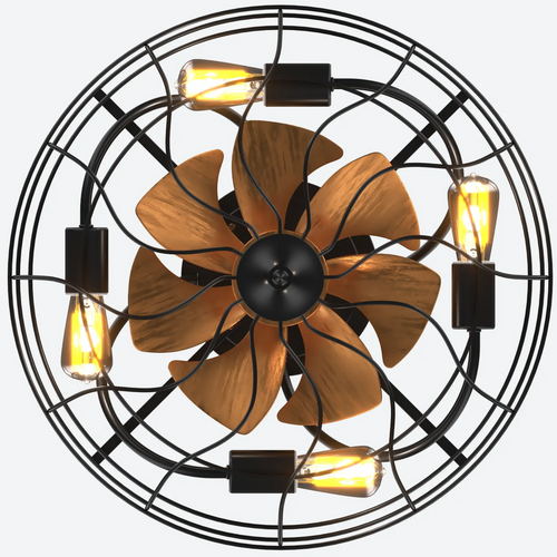 Ventilateur De Plafond 20 Pouces Noir Avec Lumière, Télécommande Et Moteur Dc Réversible