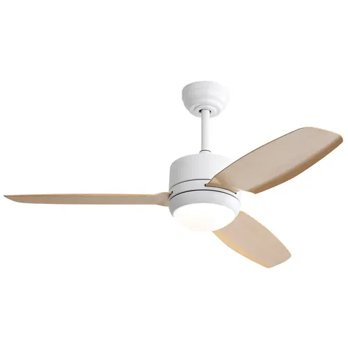 Ventilateur De Plafond 117 Cm Avec LED, Télécommande, 6 Vitesses, Abs Blanc Et Naturel