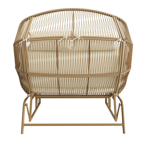 Fauteuil Balançoire Jardin Et Balcon Pour 2 Personnes, Structure Métal, Bois Naturel