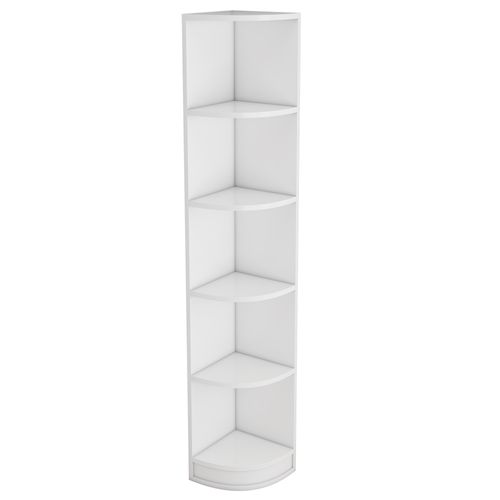 Étagère D’angle, Colonne 180 Cm, Bibliothèque Blanche 5 Niveaux, Salon