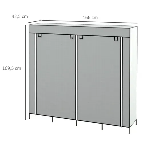 Penderie Portable 166x42.5x169.5 Cm Avec 2 Tringles Et 4 Tiroirs, En Métal Gris Foncé