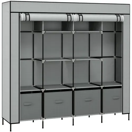 Penderie Portable 166x42.5x169.5 Cm Avec 2 Tringles Et 4 Tiroirs, En Métal Gris Foncé