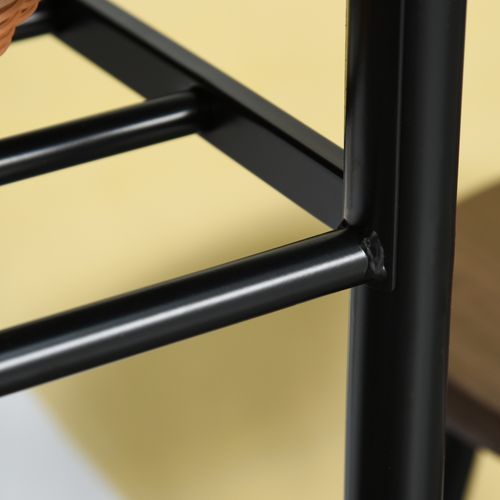Ensemble Table Haute Avec 2 Tabourets Et Rangement, Métal Noir