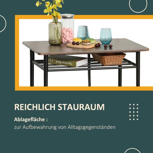 Ensemble Table Haute Avec 2 Tabourets Et Rangement, Métal Noir
