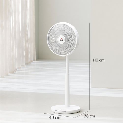 Ventilateur Sur Pied Silencieux Blanc Avec Télécommande, 12 Vitesses, Minuterie