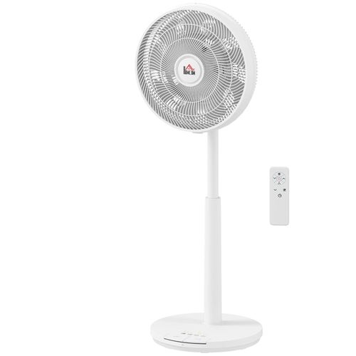 Ventilateur Sur Pied Silencieux Blanc Avec Télécommande, 12 Vitesses, Minuterie
