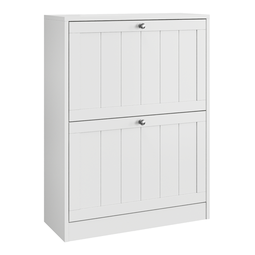 Meuble à Chaussures Blanc 60 Cm Avec 2 Abattants, Design Moderne