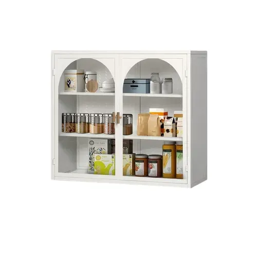 Armoire Murale Blanche 60x70x23 Cm - 2 Portes, Avec 3 Étagères, En Métal