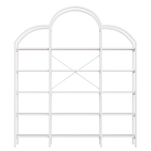 Étagère 170 X 26 X 190 Cm, Métal Et Panneaux Bois, 5 Niveaux, Décor Nuage, Blanche