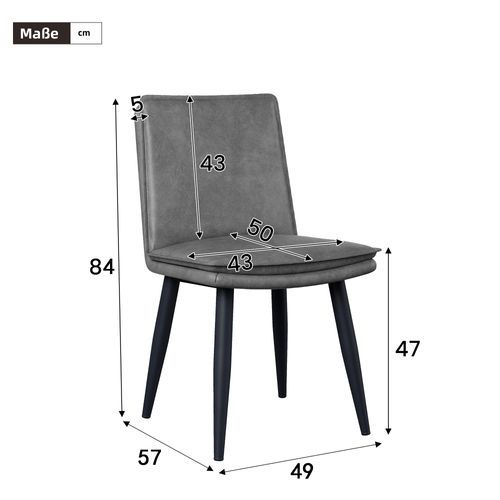 Lot De 6 Chaises De Salle à Manger Gris, Assise Double Couche, Pieds Métal, Style Moderne