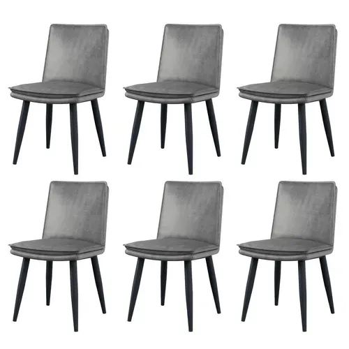 Lot De 6 Chaises De Salle à Manger Gris, Assise Double Couche, Pieds Métal, Style Moderne