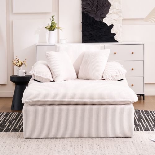 Fauteuil Compressé 177x122x92 Cm En Velours Côtelé Blanc