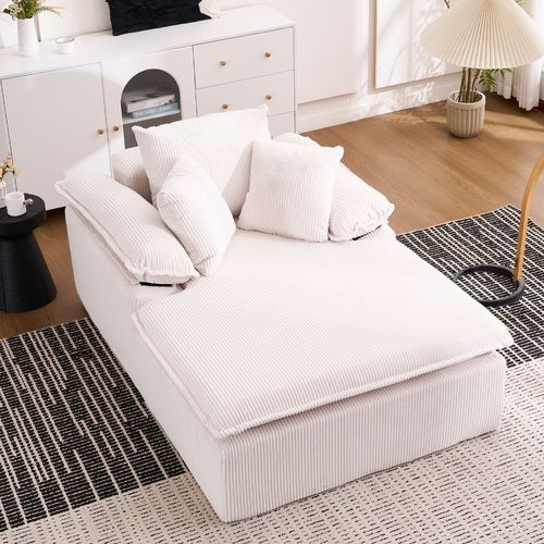 Fauteuil Compressé 177x122x92 Cm En Velours Côtelé Blanc