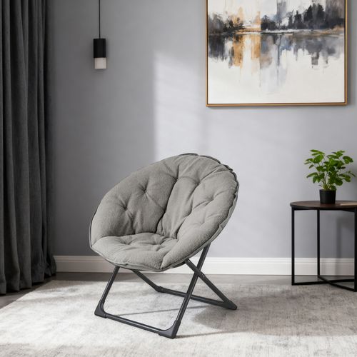 Chaise Pliante En Tissu, Structure Métal Stable 110 Kg - Gris