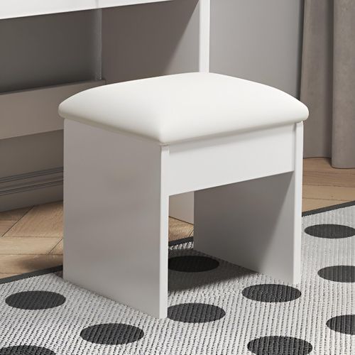 Coiffeuse Avec Tabouret 85x130x36 Cm Avec Miroir LED 3 Modes, 4 Tiroirs, Blanc