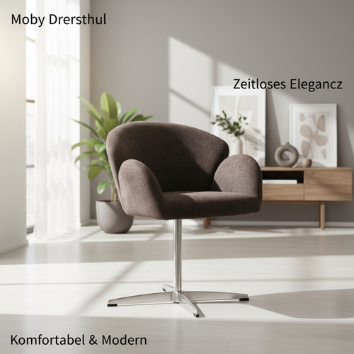 Chaise De Bureau Pivotante 360° 78x64 Cm, Tissu Marron Et Métal