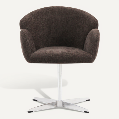 Chaise De Bureau Pivotante 360° 78x64 Cm, Tissu Marron Et Métal