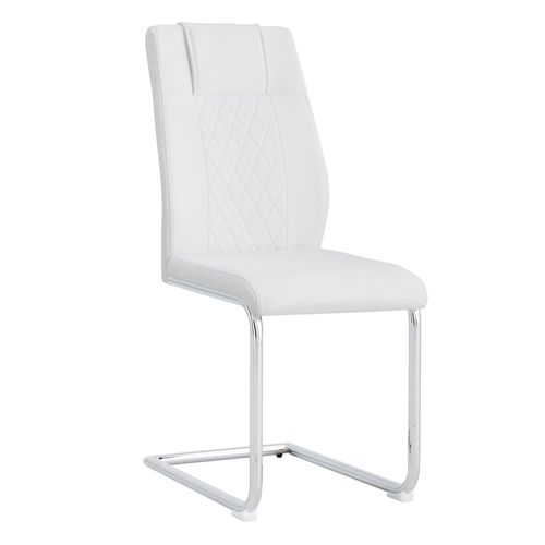 Lot De 4 Chaises Salle à Manger En Pu Blanc, Pieds Métal Argenté