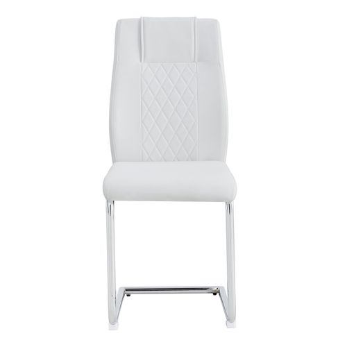 Lot De 4 Chaises Salle à Manger En Pu Blanc, Pieds Métal Argenté